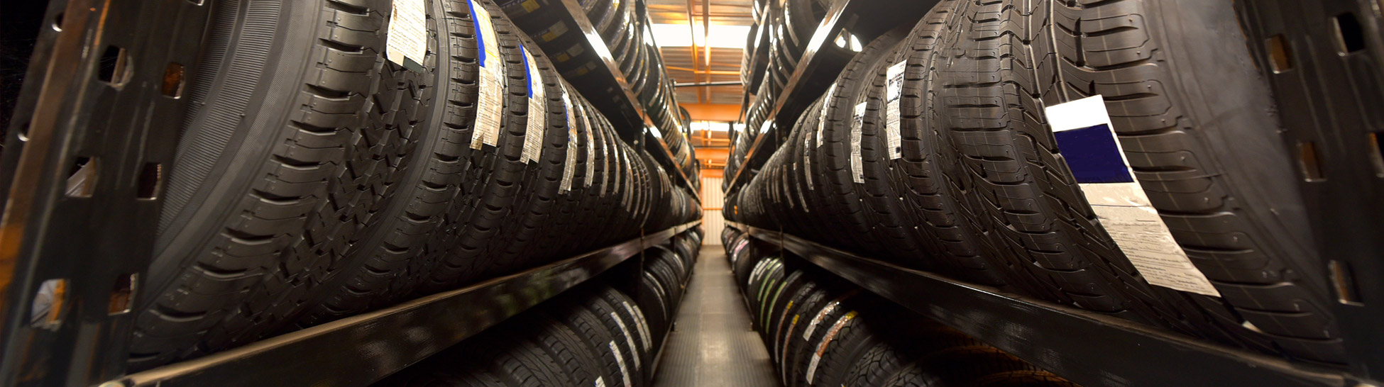 Rows of Tires at a Tire Shop